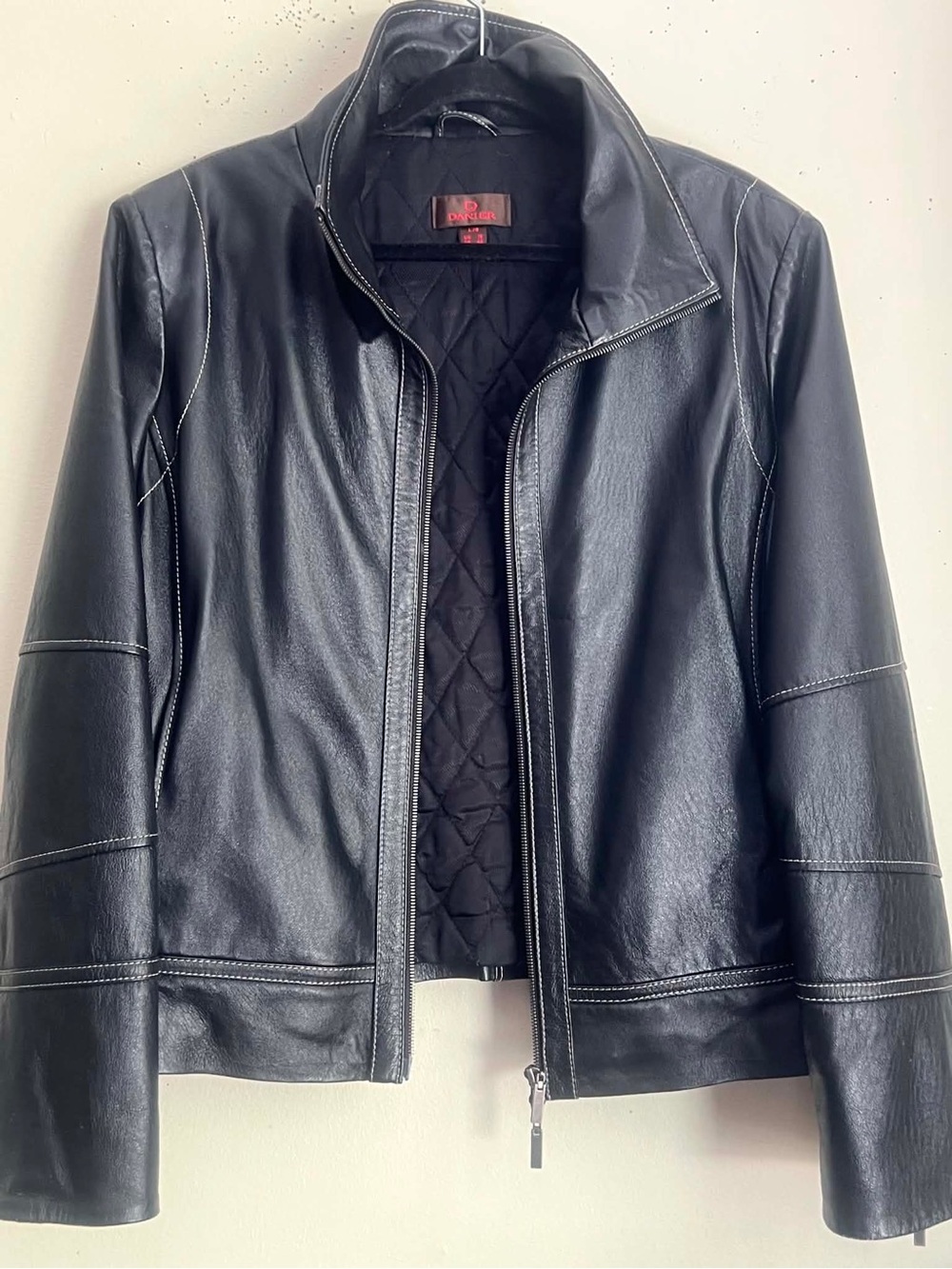 Danier Black Leather Zip-Front Jacket